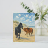 コロラの野生馬 ノースカロライナ 水彩画 ポストカード (スタンド正面)