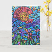 コロラカラフルド州旗と山の風景 カード (黄色い花)