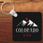 コロラクールドUSAの山々と星のダークカラー キーホルダー (正面)