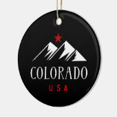 コロラクールドUSAの山々と星のダークカラー セラミックオーナメント (左)