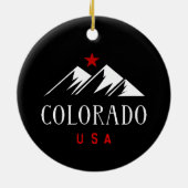 コロラクールドUSAの山々と星のダークカラー セラミックオーナメント (裏面)