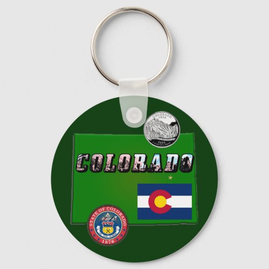 コロラドの地図と写真文字 キーホルダー (正面)