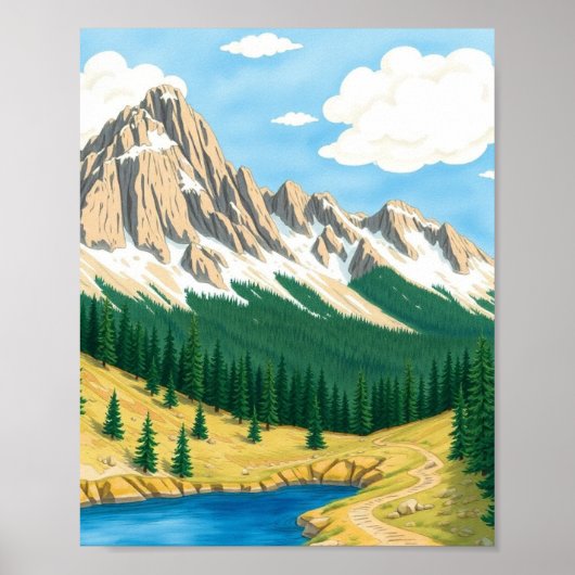 コロラドの山の風景の壁掛けアート ポスター (正面)