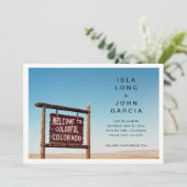 コロラドの結婚式の日付を保存 招待状 (スタンド正面)