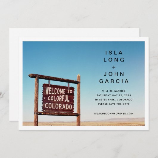 コロラドの結婚式の日付を保存 招待状 (正面/裏面)