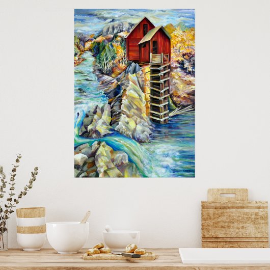 コロラドの絵のような風景、クリスタルオールドミル ポスター (キッチン)