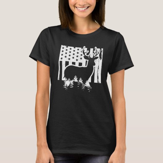 コロラドエルク狩り州マップ米国国旗Patriotic H Tシャツ (正面)