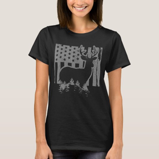 コロラドエルク狩り州マップ米国国旗Patriotic H Tシャツ (正面)