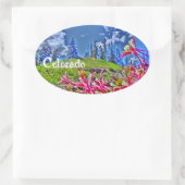 コロラドオダマキ（植物）シール 楕円形シール (バッグ)