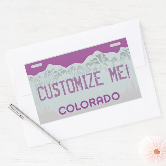 コロラドカスタム州パープルライセンスプレートシール 長方形シール (封筒)
