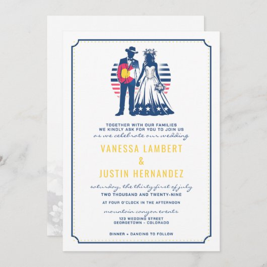 コロラドカップル結婚式招待状とQRコード 招待状 (正面/裏面)