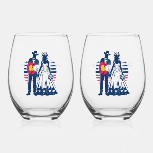 コロラドカップル ステムなしワイングラス (正面)