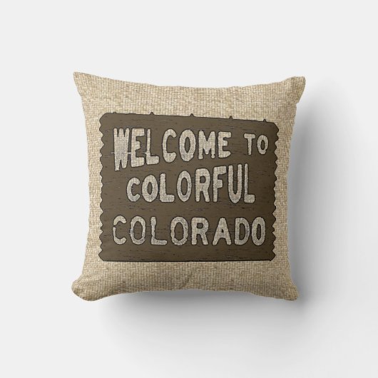 コロラドカラフルウェルカムサインバーラップ枕 クッション (正面)