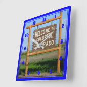 コロラドカラフルウォールクロックへようこそ スクエア壁時計 (傾斜)