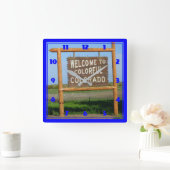 コロラドカラフルウォールクロックへようこそ スクエア壁時計 (ホーム)