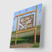 コロラドカラフルウォールクロックへようこそ スクエア壁時計 (傾斜)