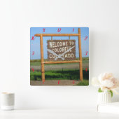 コロラドカラフルウォールクロックへようこそ スクエア壁時計 (ホーム)