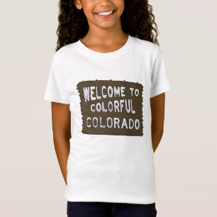 コロラドカラフル州ウェルカムサインガールズティー Tシャツ