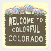 コロラドカラフル州ウェルカムサイン山のシール スクエアシール (正面)