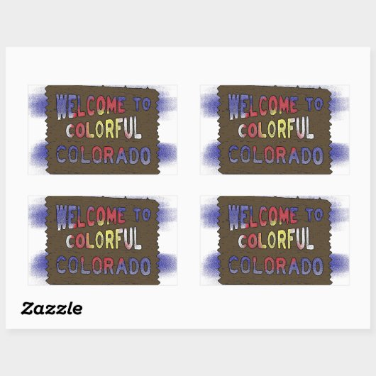 コロラドカラフル州ウェルカムサイン州旗のシール 長方形シール (シート)