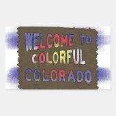 コロラドカラフル州ウェルカムサイン州旗のシール 長方形シール (正面)