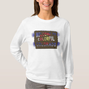 コロラドカラフル州ウェルカムサイン州旗フード付きスウェットシャツ Tシャツ