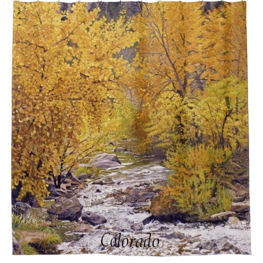 コロラドカラフル州モリソンの秋の《植物》アスペンツリー シャワーカーテン (正面)