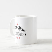 コロラドクール州USAの山々と星のライトカラー コーヒーマグカップ (正面左)