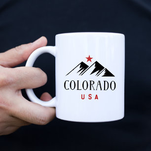 コロラドクール州USAの山々と星のライトカラー コーヒーマグカップ
