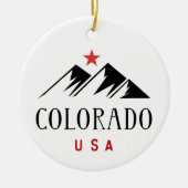 コロラドクール州USAの山々と星のライトカラー セラミックオーナメント (正面)