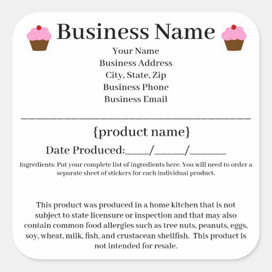 コロラドコテージフードローホームベーカリーラベル スクエアシール (正面)