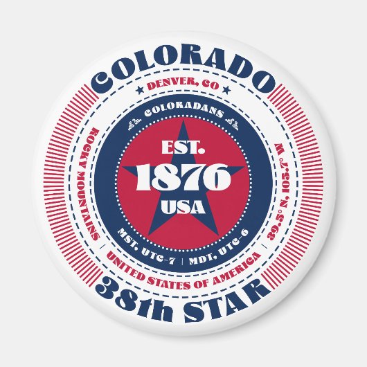 コロラドサークルタイポグラフィ土産マグネット マグネット (正面)