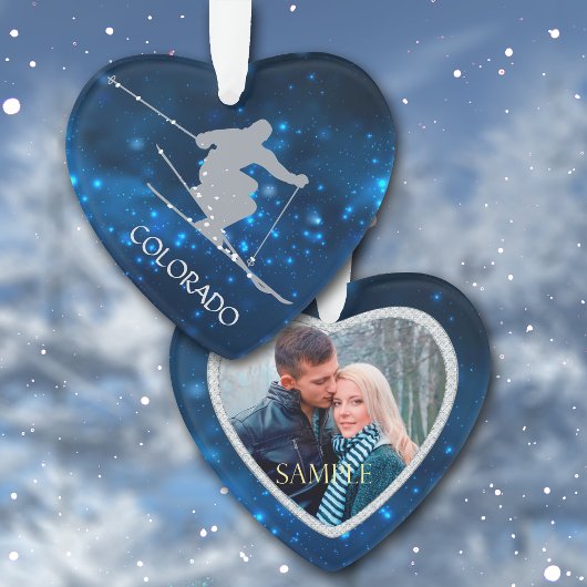 コロラドスキーナイトライト写真テンプレート オーナメント