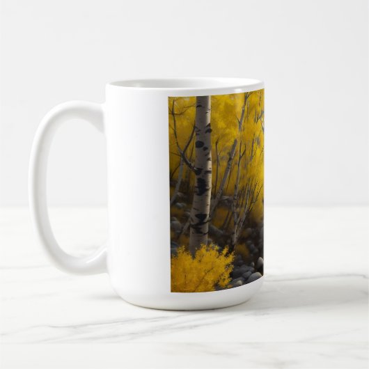 コロラドストリーム&《植物》アスペンツリーズアート、名前またはメッセージ コーヒーマグカップ (左)