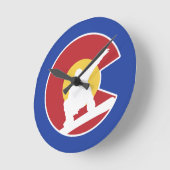 コロラドスノーボード ラウンド壁時計 (傾斜)