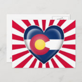 コロラドハート州旗(スターバースト付き) ポストカード (正面/裏面)