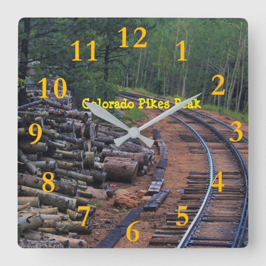 コロラドパイクス山 スクエア壁時計 (正面)