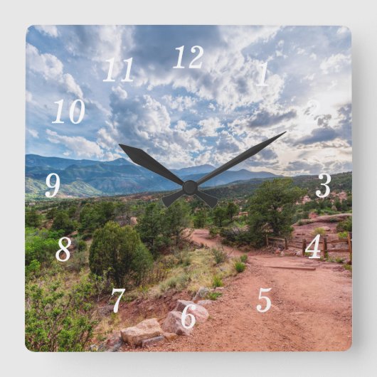 コロラドパイクピーク夕べハイクウォールクロック スクエア壁時計 (正面)