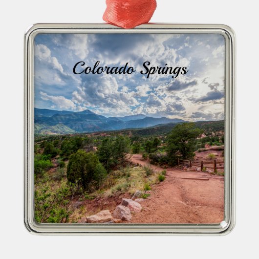 コロラドパイクピーク夕べハイクスクエアオーナメント メタルオーナメント (正面)