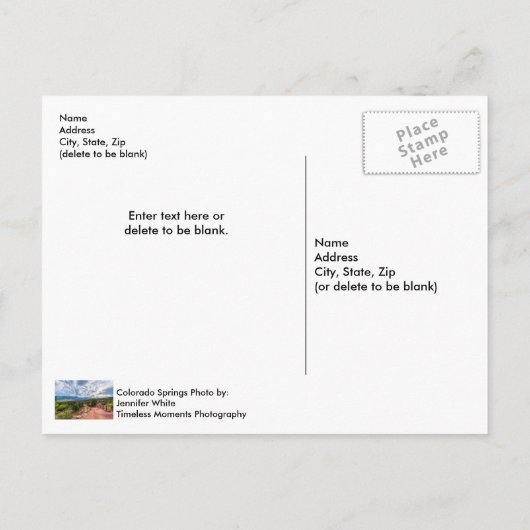 コロラドパイクピーク夕べハイクハガキ ポストカード (裏面)