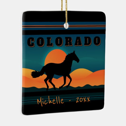 コロラドパーソナライズされたホースマウンテンクリスマス セラミックオーナメント (右)