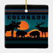 コロラドパーソナライズされたマウンテンサンセットクリスマス セラミックオーナメント (裏面)