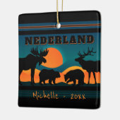 コロラドパーソナライズされた州ニューダーランドSunset Christmas セラミックオーナメント (左)