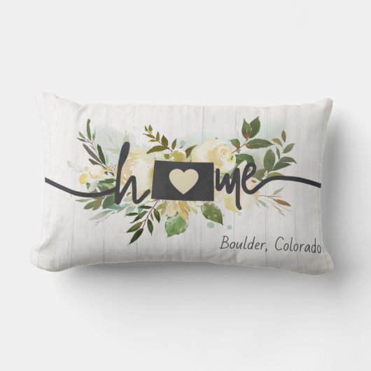 コロラドパーソナライズされた州ユホームシティ素朴 ランバークッション (正面)