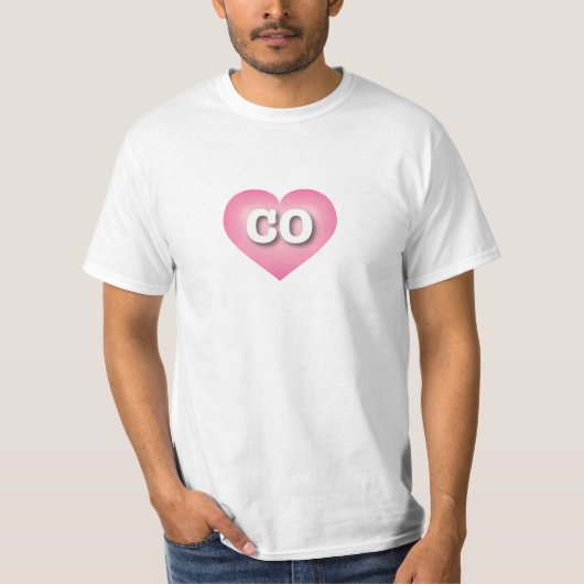 コロラドピンクフェードハート- I love CO Tシャツ (正面)