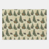 コロラドフォレストベアーズエルクウサギ自然パターン ラッピングペーパーシート (正面)