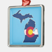 コロラドフラグミシガンアウトラインホリデーオーナメント メタルオーナメント (左)