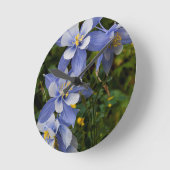 コロラドブルーオダマキ（植物）ニアテルリドコロラド ラウンド壁時計 (傾斜)
