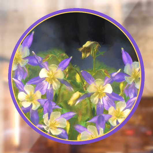 コロラドブルーオダマキ(植物)絵画ズ – オリジナルアート ウィンドウサイン (シート2)