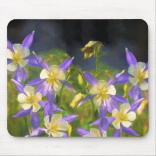コロラドブルーオダマキ(植物)絵画ズ – オリジナルアート マウスパッド